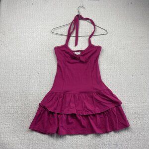 Y2K Aeropostale Womens Sz M Coquette Babydoll Halter Dress Ruffle Size M Pink